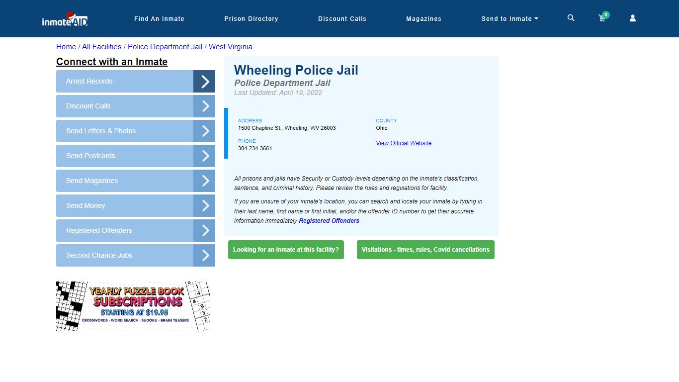 Wheeling Police Jail & Inmate Search - Wheeling, WV